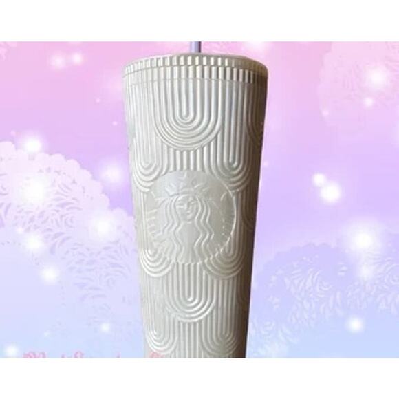 Starbucks 2023 Spring Pearl White 24oz Mermaid Venti Tumbler - Picture 1 of 4